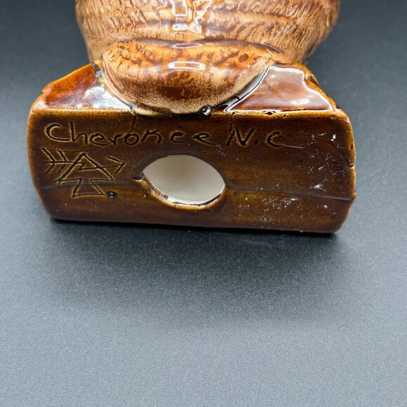 Vintage 1980s Ceramic Owl Coin Bank From Cherokee NC - Picture 5 of 7